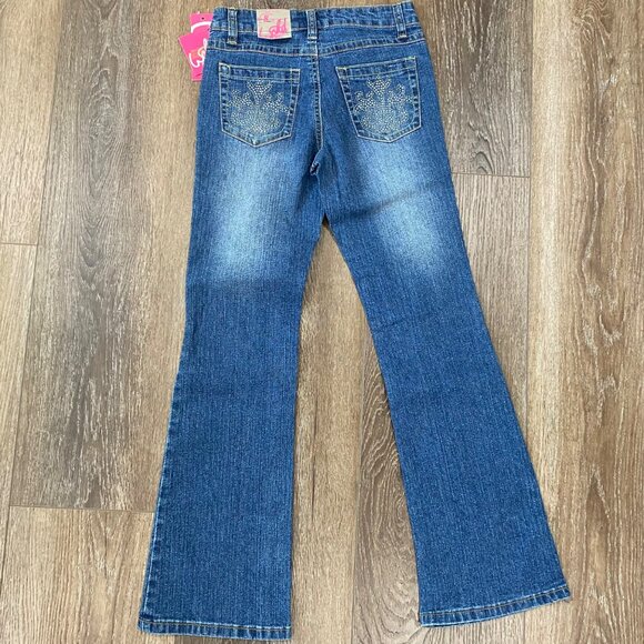 Wicked Girls Flared Denim bling Jeans With "Rocked" Design Size 8 NWT - Picture 6 of 7
